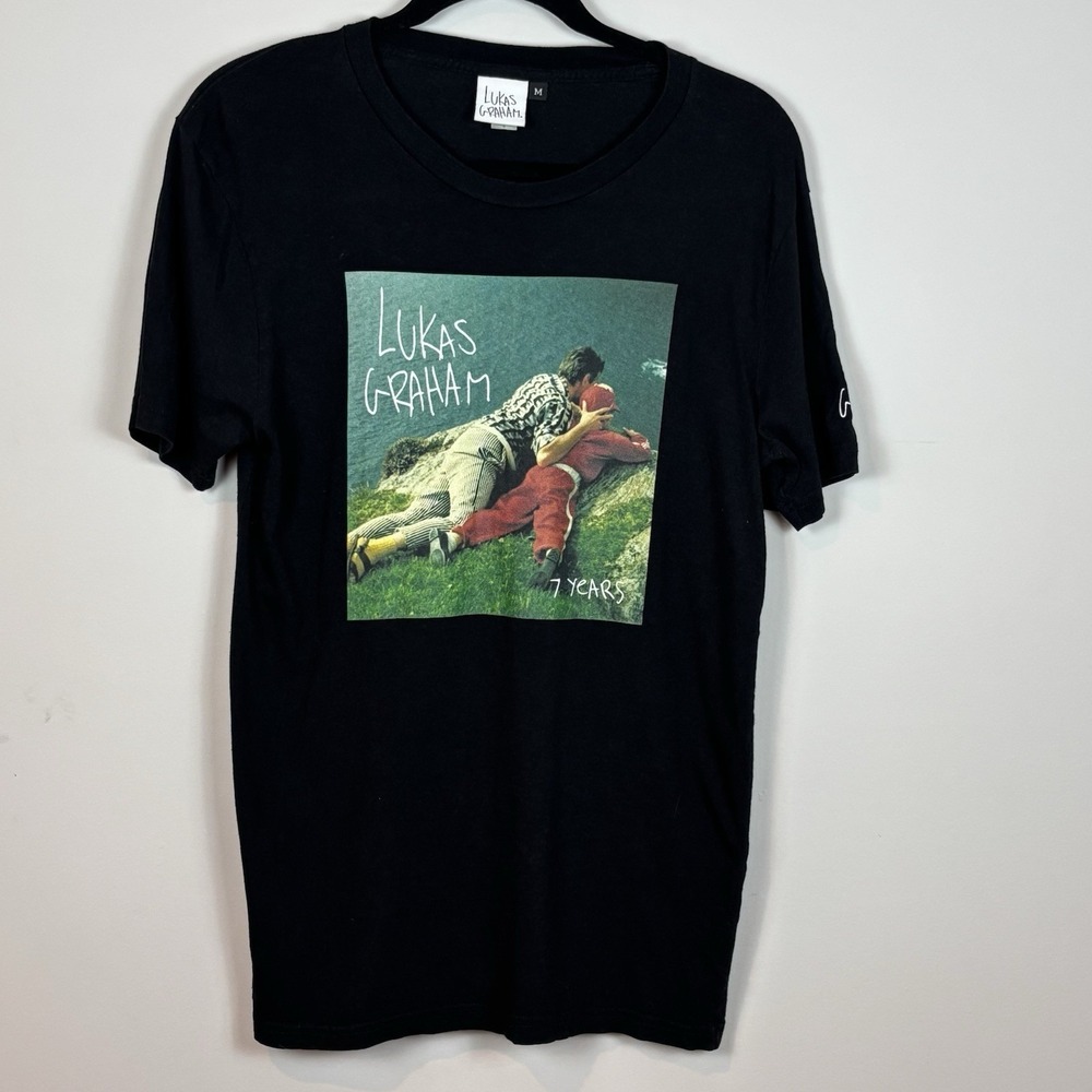 Luke Grahams 7 Years Graphic Tee‎ Shirt Size Medium Cotton Hemp Blend Boho